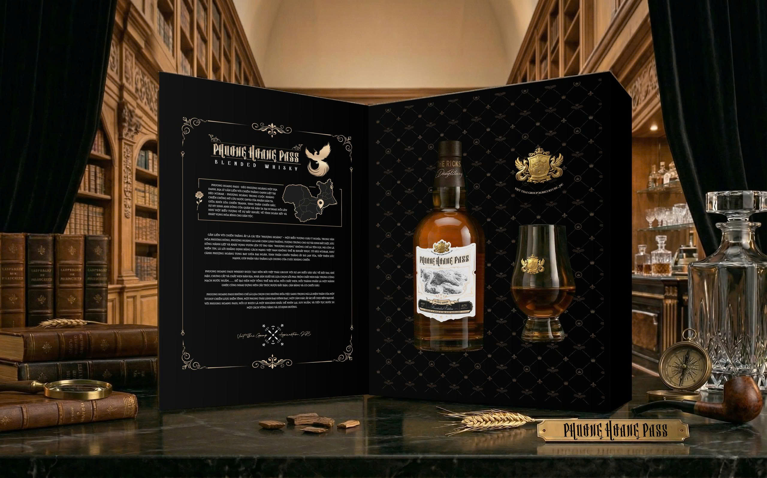 Khám phá bộ nhận diện thương hiệu Phượng Hoàng Pass Whisky