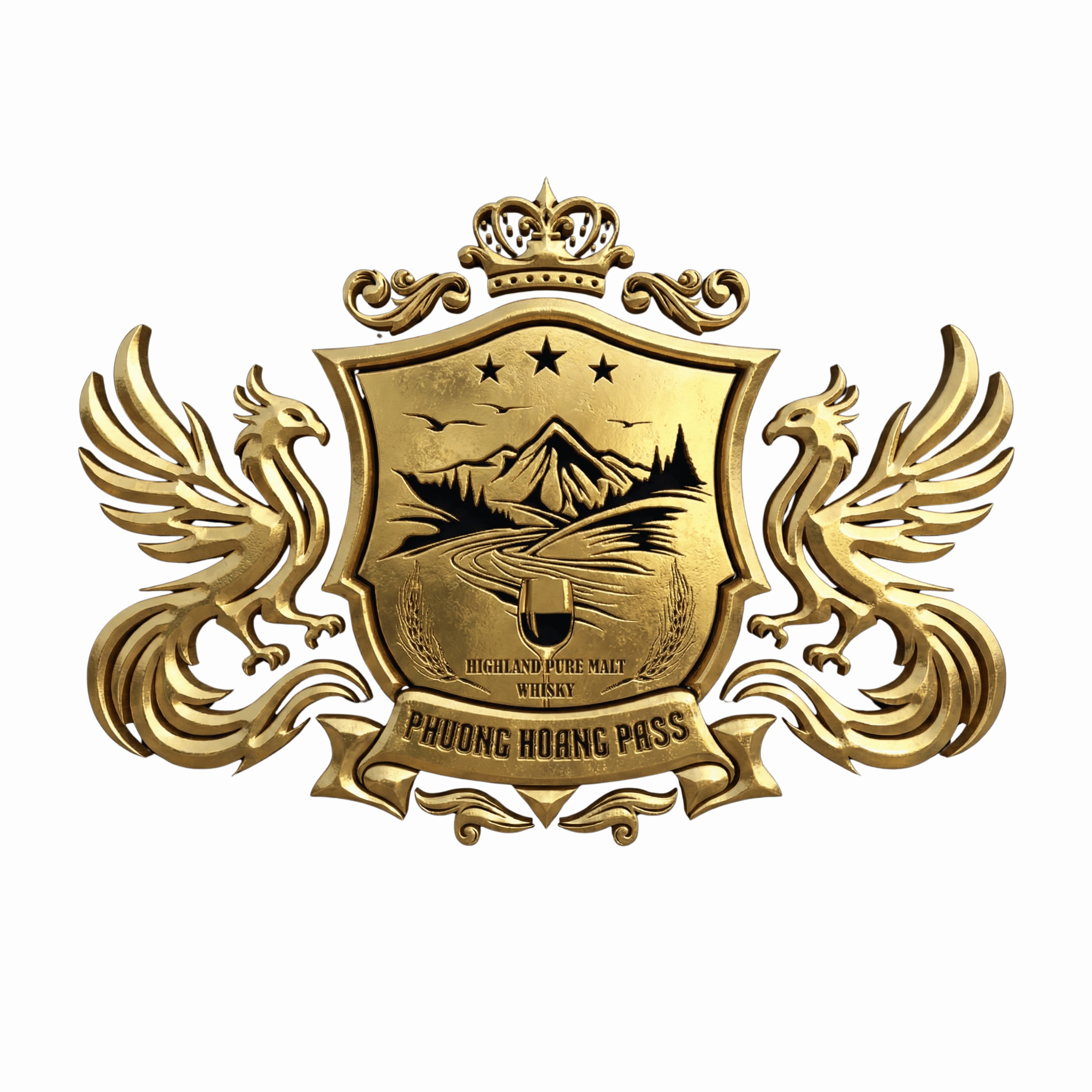 Logo và huy hiệu Phuong Hoang Pass trên nền tối